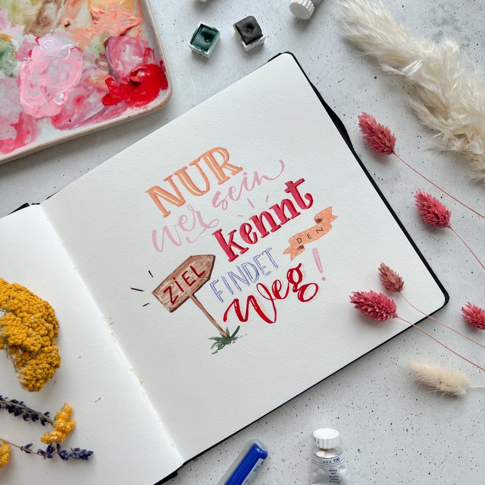 Aquarell-Handlettering im Skizzenbuch
